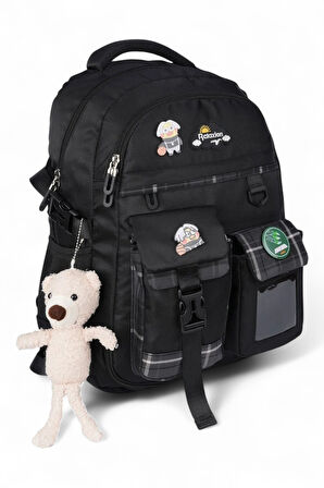 Relaxion 2174-1450 İthal Kore Tarzı Unisex Çocuk İlkokul Sırt Çantası - NKT02174-siyah-TEKEBAT