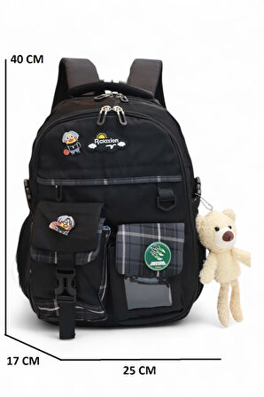 Relaxion 2174-1450 İthal Kore Tarzı Unisex Çocuk İlkokul Sırt Çantası - NKT02174-siyah-TEKEBAT