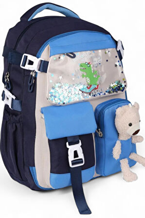 Relaxion 2175-1460 İthal Kore Tarzı Unisex Çocuk İlkokul Sırt Çantası - NKT02175-lacivert-TEKEBAT