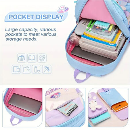 Relaxion 2175-1460 İthal Kore Tarzı Unisex Çocuk İlkokul Sırt Çantası - NKT02175-lacivert-TEKEBAT
