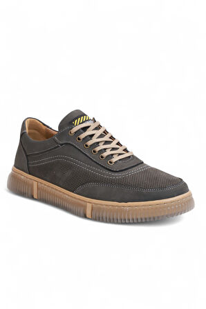 2179-LuısFıgo Hakiki Deri Üst Kalite Anatomik Tabanlı Erkek Günlük Sneakers Ayakkabı - NKT02179-Füme-44