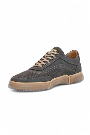 2179-LuısFıgo Hakiki Deri Üst Kalite Anatomik Tabanlı Erkek Günlük Sneakers Ayakkabı - NKT02179-Füme-44