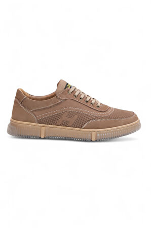 2179-LuısFıgo Hakiki Deri Üst Kalite Anatomik Tabanlı Erkek Günlük Sneakers Ayakkabı - NKT02179-Kum-44