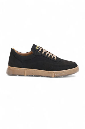2179-LuısFıgo Hakiki Deri Üst Kalite Anatomik Tabanlı Erkek Günlük Sneakers Ayakkabı - NKT02179-siyah-nubuk-42