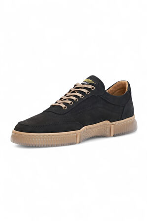 2179-LuısFıgo Hakiki Deri Üst Kalite Anatomik Tabanlı Erkek Günlük Sneakers Ayakkabı - NKT02179-siyah-nubuk-42