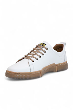 2180-LuısFıgo Hakiki Deri Üst Kalite Anatomik Tabanlı Erkek Günlük Sneakers Ayakkabı - NKT02180-BEYAZ-43