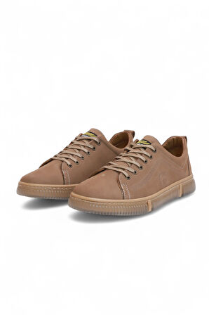 2180-LuısFıgo Hakiki Deri Üst Kalite Anatomik Tabanlı Erkek Günlük Sneakers Ayakkabı - NKT02180-Kum-40