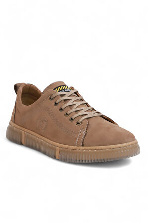 2180-LuısFıgo Hakiki Deri Üst Kalite Anatomik Tabanlı Erkek Günlük Sneakers Ayakkabı - NKT02180-Kum-40