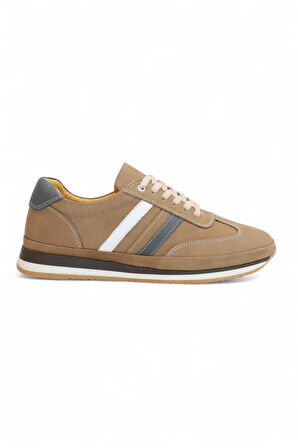 2181-LuısFıgo Hakiki Deri Üst Kalite Anatomik Tabanlı Erkek Günlük Sneakers Ayakkabı - NKT02181-Kum-42