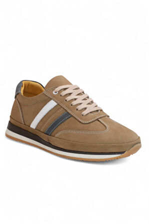 2181-LuısFıgo Hakiki Deri Üst Kalite Anatomik Tabanlı Erkek Günlük Sneakers Ayakkabı - NKT02181-Kum-44