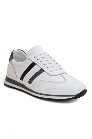 2181-LuısFıgo Hakiki Deri Üst Kalite Anatomik Tabanlı Erkek Günlük Sneakers Ayakkabı - NKT02181-beyaz-siyah-43