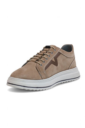 2182-Dropland Hakiki Deri Üst Kalite Anatomik Tabanlı Erkek Günlük Sneakers Ayakkabı - NKT02182-Kum-41