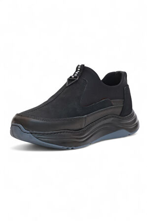 2186-Ocasso Hakiki Deri Üst Kalite Anatomik Tabanlı Erkek Günlük Sneakers Ayakkabı - NKT02186-siyah-44