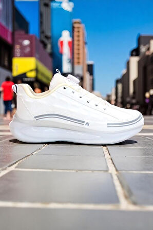 2190-Jamper Anatomik Tabanlı Otomatik Bağcıklı Erkek Sneakers Ayakkabı - NKT02190-BEYAZ-40