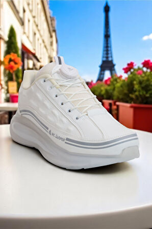 2190-Jamper Anatomik Tabanlı Otomatik Bağcıklı Erkek Sneakers Ayakkabı - NKT02190-BEYAZ-40