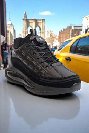 2190-Jamper Anatomik Tabanlı Otomatik Bağcıklı Erkek Sneakers Ayakkabı - NKT02190-siyah-44