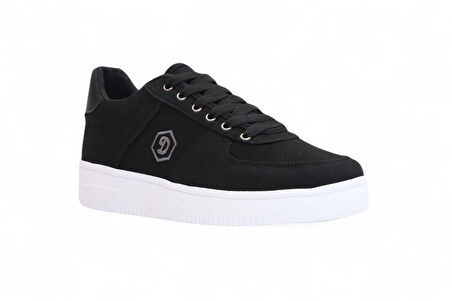 2196-Dakırs Anatomik Tabanlı Erkek Keten Kumaşlı Sneakers Ayakkabı - NKT02196-siyah-44