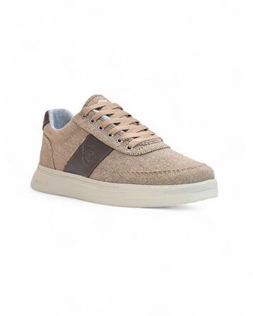 2197-Dakırs Anatomik Tabanlı Erkek Keten Kumaşlı Sneakers Ayakkabı - NKT02197-Kum-41