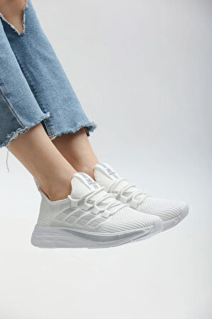 2201-Awıdox Anatomik Tabanlı Unisex Bağcıksız Sneakers Ayakkabı - NKT02201-BEYAZ-41
