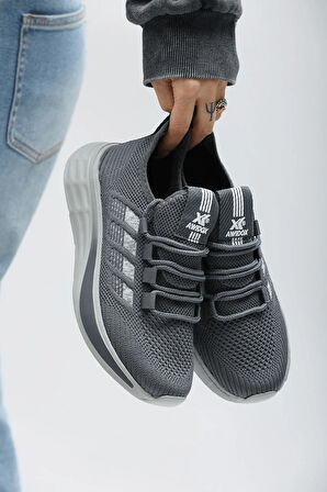2201-Awıdox Anatomik Tabanlı Unisex Bağcıksız Sneakers Ayakkabı - NKT02201-Füme-42
