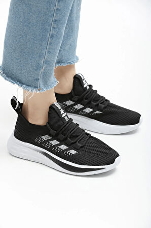2201-Awıdox Anatomik Tabanlı Unisex Bağcıksız Sneakers Ayakkabı - NKT02201-siyah-beyaz-40