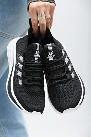 2201-Awıdox Anatomik Tabanlı Unisex Bağcıksız Sneakers Ayakkabı - NKT02201-siyah-beyaz-44