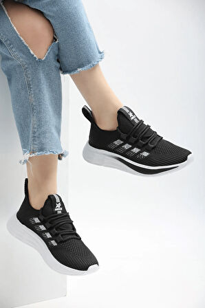 2201-Awıdox Anatomik Tabanlı Unisex Bağcıksız Sneakers Ayakkabı - NKT02201-siyah-beyaz-44