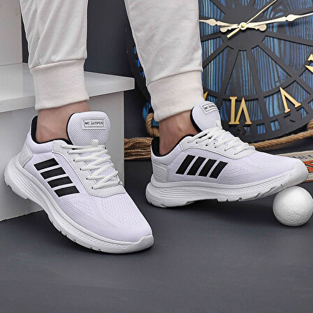 2202-Jamper Anatomik Tabanlı Ultra Hafif Unisex Bağcıklı Sneakers Ayakkabı - NKT02202-BEYAZ-42