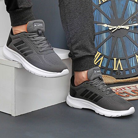 2202-Jamper Anatomik Tabanlı Ultra Hafif Unisex Bağcıklı Sneakers Ayakkabı - NKT02202-Füme-42