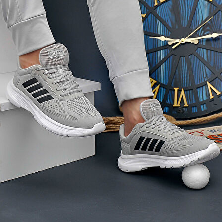 2202-Jamper Anatomik Tabanlı Ultra Hafif Unisex Bağcıklı Sneakers Ayakkabı - NKT02202-gri-42