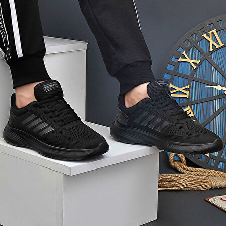 2202-Jamper Anatomik Tabanlı Ultra Hafif Unisex Bağcıklı Sneakers Ayakkabı - NKT02202-siyah-44