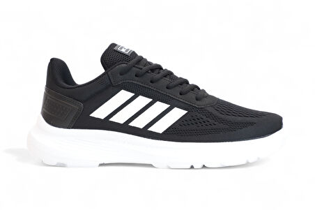 2202-Jamper Anatomik Tabanlı Ultra Hafif Unisex Bağcıklı Sneakers Ayakkabı - NKT02202-siyah-beyaz-44