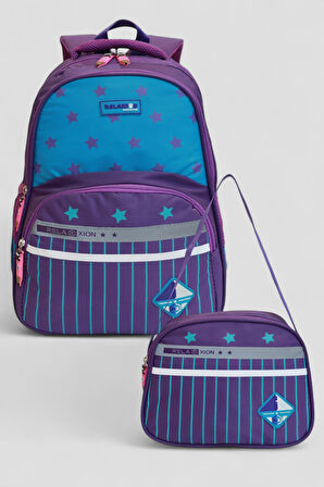 Relaxion 1320 Yeni Sezon Kız Çocuk İlkokul Çantası İkili Takım - NKT02212-mor-mavi-TEKEBAT