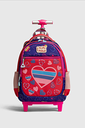 2217-My Polo Anatomik Sırt Yapılı Unisex Işıklı Tekerlekli İlkokul Çantası - NKT02217-MOR-TEKEBAT