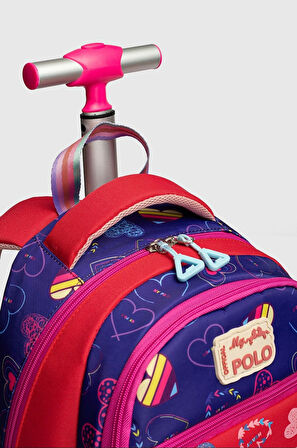 2217-My Polo Anatomik Sırt Yapılı Unisex Işıklı Tekerlekli İlkokul Çantası - NKT02217-PUDRA-TEKEBAT
