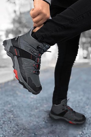 2222-Forza Anatomik Kaydırmaz Tabanlı Soft Shell Outdoor Trekking Erkek Bağcıklı Spor Bot - NKT02222-Füme-42