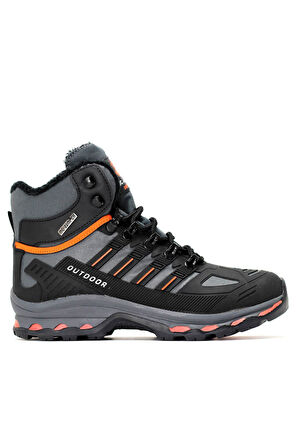 2223-Jamper Anatomik Kaydırmaz Tabanlı Soft Shell Outdoor Trekking Erkek Fermuarlı Spor Bot - NKT02223-Füme-40