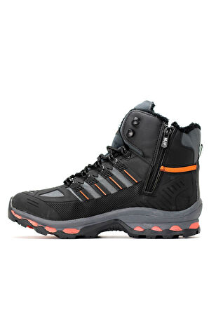 2223-Jamper Anatomik Kaydırmaz Tabanlı Soft Shell Outdoor Trekking Erkek Fermuarlı Spor Bot - NKT02223-Füme-40