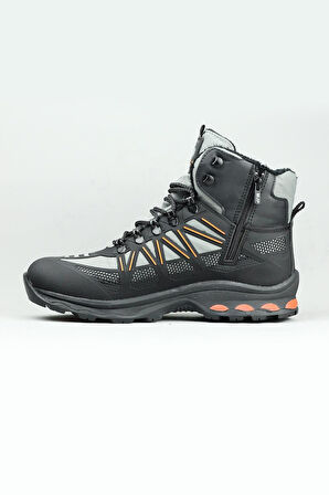 2223-Jamper Anatomik Kaydırmaz Tabanlı Soft Shell Outdoor Trekking Erkek Fermuarlı Spor Bot - NKT02223-gri-44