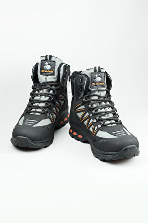 2223-Jamper Anatomik Kaydırmaz Tabanlı Soft Shell Outdoor Trekking Erkek Fermuarlı Spor Bot - NKT02223-gri-44