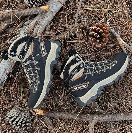 2224-Jamper Anatomik Kaydırmaz Tabanlı Soft Shell Outdoor Trekking Erkek Fermuarlı Spor Bot - NKT02224-Tarçın-42