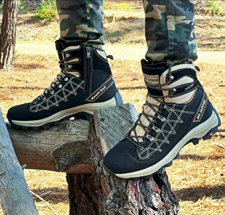 2224-Jamper Anatomik Kaydırmaz Tabanlı Soft Shell Outdoor Trekking Erkek Fermuarlı Spor Bot - NKT02224-Tarçın-42