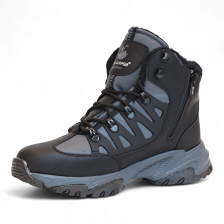 2225-Jamper Anatomik Kaydırmaz Tabanlı Soft Shell Outdoor Trekking Erkek Fermuarlı Spor Bot - NKT02225-Füme-42