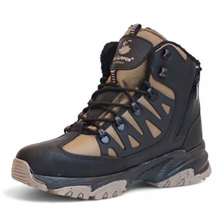 2225-Jamper Anatomik Kaydırmaz Tabanlı Soft Shell Outdoor Trekking Erkek Fermuarlı Spor Bot - NKT02225-Kum-40