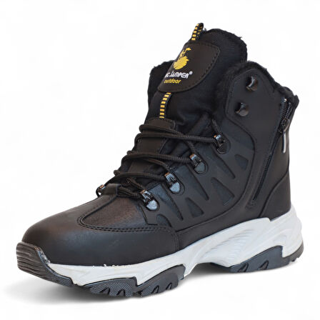 2225-Jamper Anatomik Kaydırmaz Tabanlı Soft Shell Outdoor Trekking Erkek Fermuarlı Spor Bot - NKT02225-siyah-gri-42