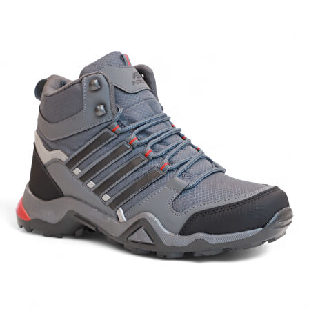 2226-Forza Anatomik Kaydırmaz Tabanlı Soft Shell Outdoor Trekking Erkek Bağcıklı Spor Bot - NKT02226-Füme-43