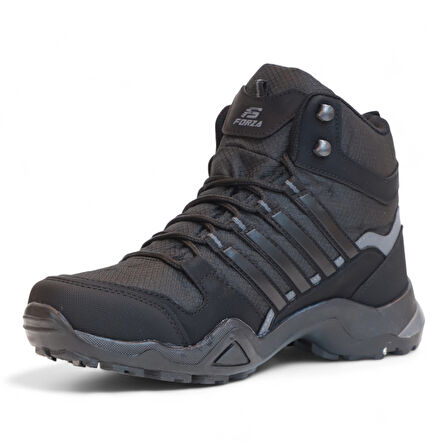 2226-Forza Anatomik Kaydırmaz Tabanlı Soft Shell Outdoor Trekking Erkek Bağcıklı Spor Bot - NKT02226-siyah-43