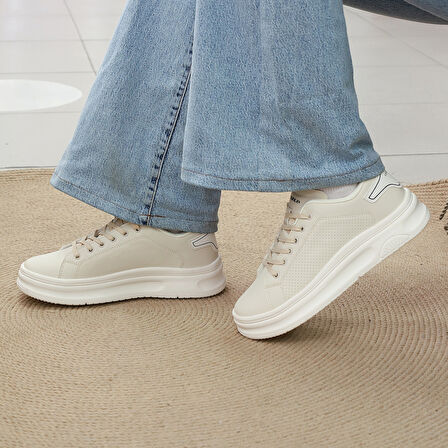 2230-Conpax Mcqueen Modeli Anatomik Tabanlı Üst Kalite Unisex Sneakers Ayakkabı - NKT02230-BEJ-39