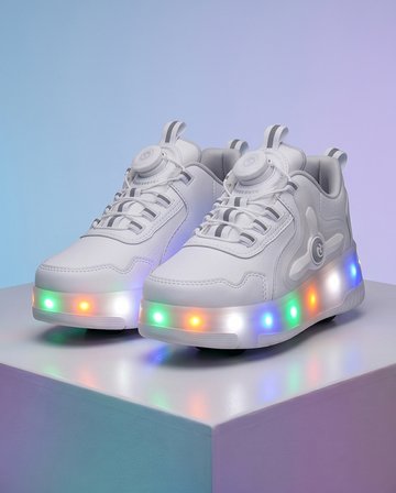 2256-N-Drops Led Işıklı Çift Tekerlekli Akıllı Bağcıklı Unisex Çocuk Patenli Ayakkabı - NKT02256-BEYAZ-30