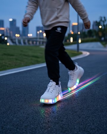 2256-N-Drops Led Işıklı Çift Tekerlekli Akıllı Bağcıklı Unisex Çocuk Patenli Ayakkabı - NKT02256-BEYAZ-30